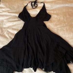 Black Halter Midi Dress - Classic Flowy Women's Dress